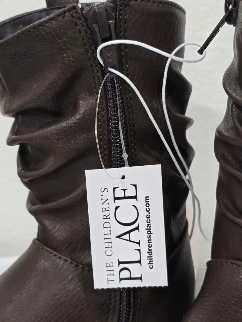 The Children’s Place ✦ Brown Slouchy Boots ✦ Star‑Accent Pull Tab Side Zipper 5